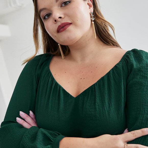 Blouse à manches longues avec encolure en coeur - Picture 3 of 5